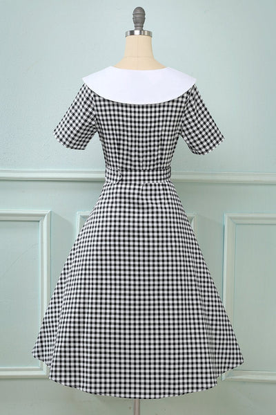Robe Trapèze à carreaux Vintage des années 50