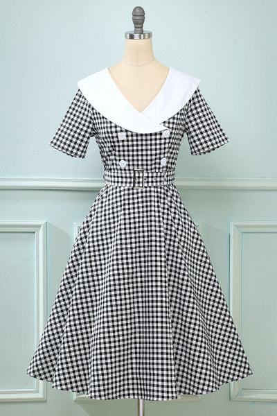 Robe Trapèze à carreaux Vintage des années 50