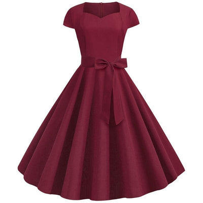 Robe Années 50 Vintage Bordeaux