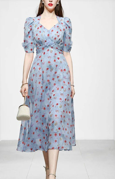 Robe Années 40 Bleu