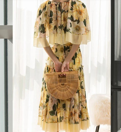 Robe Années 40 Chic Jaune