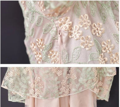 Robe Années 40 Dentelle Vintage Chic Gris