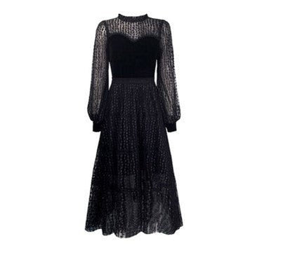 Robe Années 40 Dentelle Vintage Chic Noir