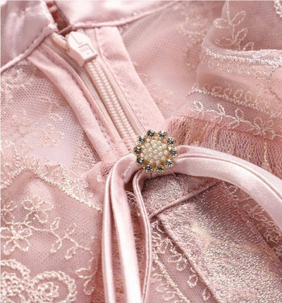 Robe Années 40 Perles Rose