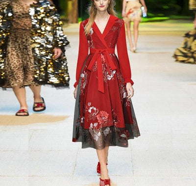 Robe Années 40 Rouge et Blanche