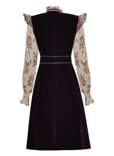 Robe Années 40 Velours Fleurs
