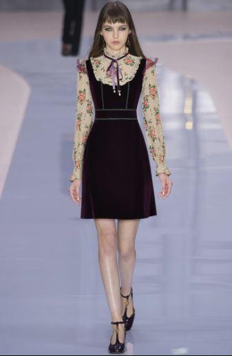 Robe Années 40 Velours Fleurs