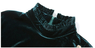 Robe Années 40 Velours Verte