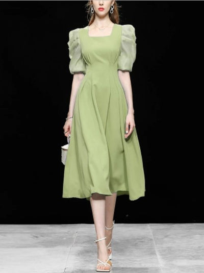 Robe Années 40 Vintage Verte Pale
