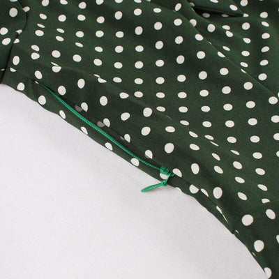 Robe Années 50 Vintage Vert Pois