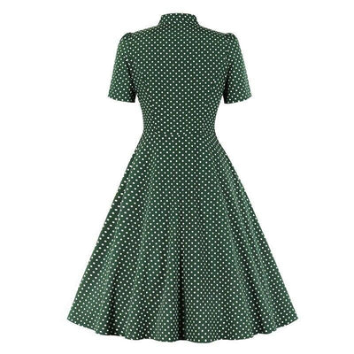 Robe Années 50 Vintage Vert Pois