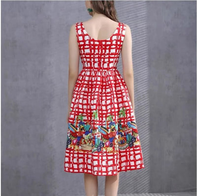 Robe Carreaux Rouge Vintage 40s