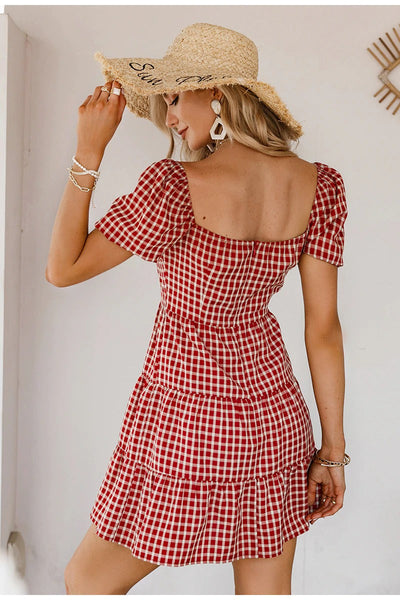 Robe Carreaux Rouge Vintage
