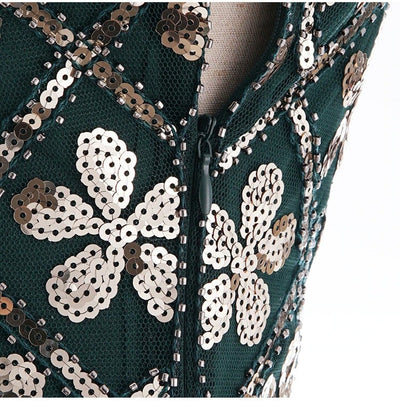 Robe Charleston Année 20 - Vert & Or