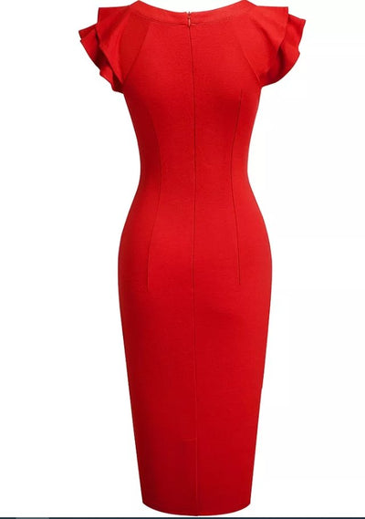 Robe Crayon Année 50 Rouge