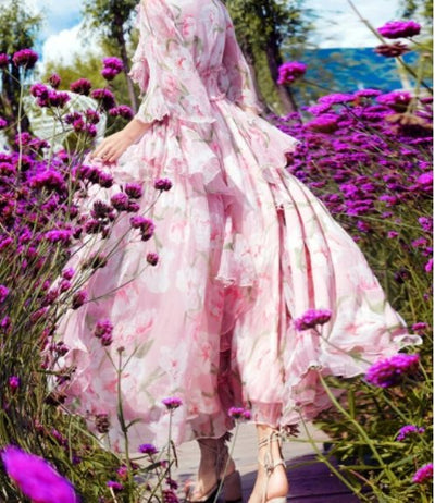 Robe Dentelle Rose Vintage