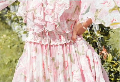 Robe Dentelle Rose Vintage