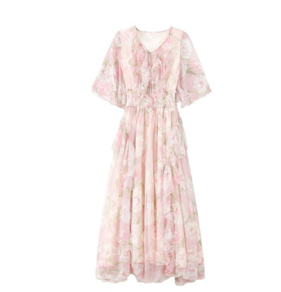 Robe Dentelle Rose Vintage
