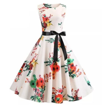 Robe Evasée Vintage Beige et Rose