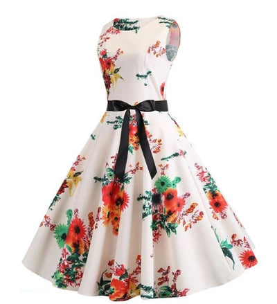 Robe Evasée Vintage Beige et Rose