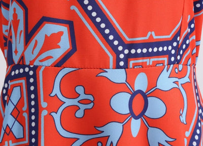 Robe Evasée Vintage Rouge Fleurs