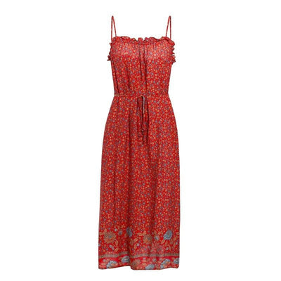 Robe Fleurie Rouge Vintage