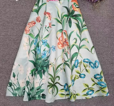 Robe Fleurs Années 40 Menthe