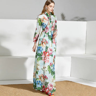 Robe Longue Fleurie Vintage Verte