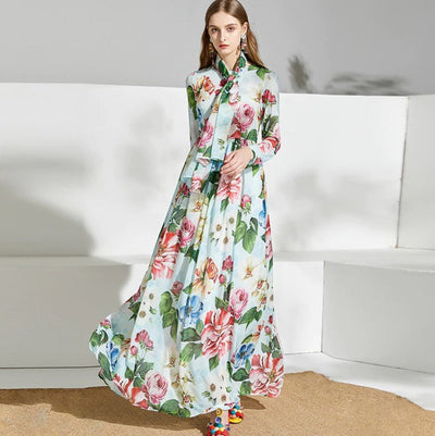 Robe Longue Fleurie Vintage Verte