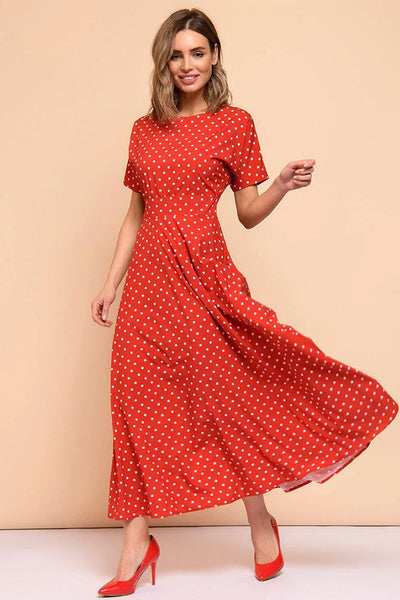 Robe Rouge à Pois Blanc Vintage