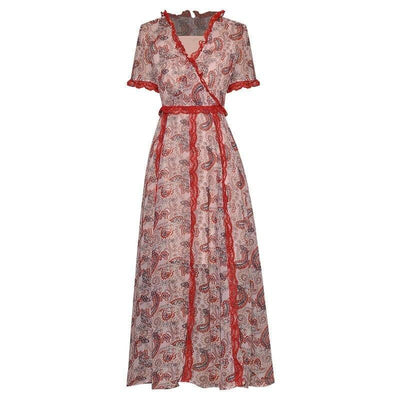 Robe Rouge Dentelle Vintage