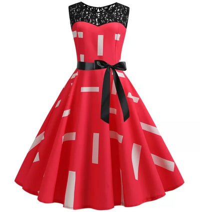 Robe Trapèze Vintage Col Dentelle