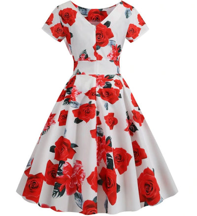 Robe Tunique Vintage Blanche et Rouge