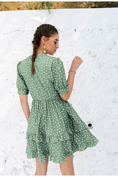 Robe Verte à Pois Vintage