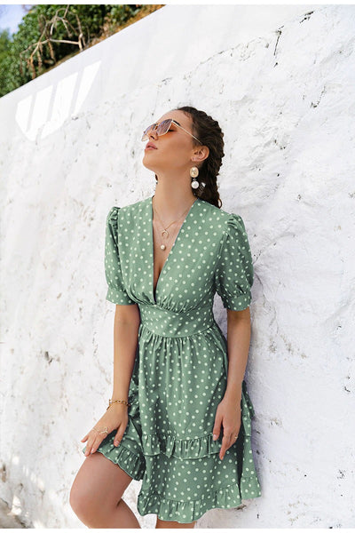 Robe Verte à Pois Vintage