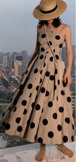 Robe Vintage à Pois Blanche