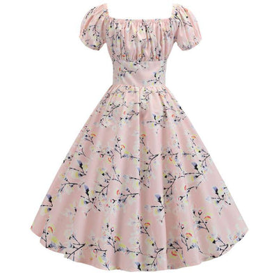 Robe Vintage Année 60 fleur rose