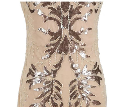 Robe Vintage Années 20 Art Déco Beige