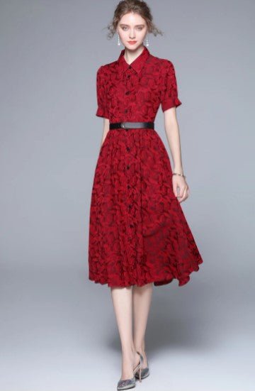 Robe Vintage Années 40 Créateur Rouge
