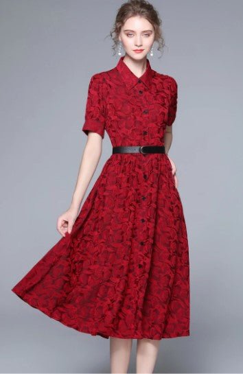 Robe Vintage Années 40 Créateur Rouge
