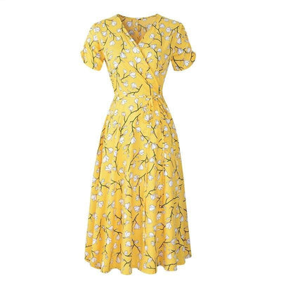 Robe Vintage Années 40 Fleurs Jaune