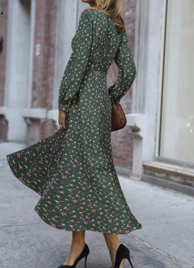 Robe Vintage Années 40 Fluide Vert