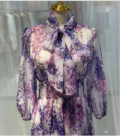 Robe Vintage Années 40 Longue Lavande