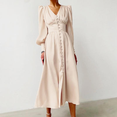 Robe Vintage Années 40 Satin Beige