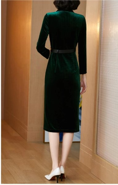 Robe Vintage Années 40 Velours Vert