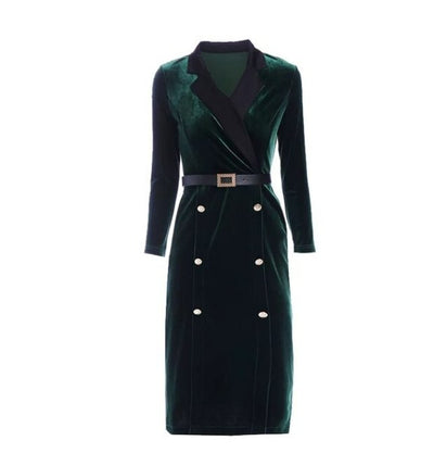 Robe Vintage Années 40 Velours Vert