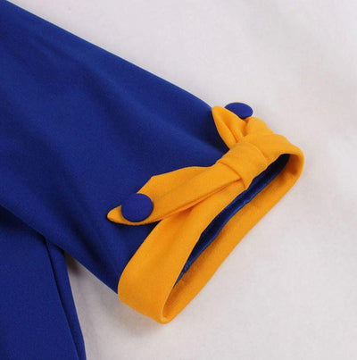 Robe Vintage Automne Bleu Jaune
