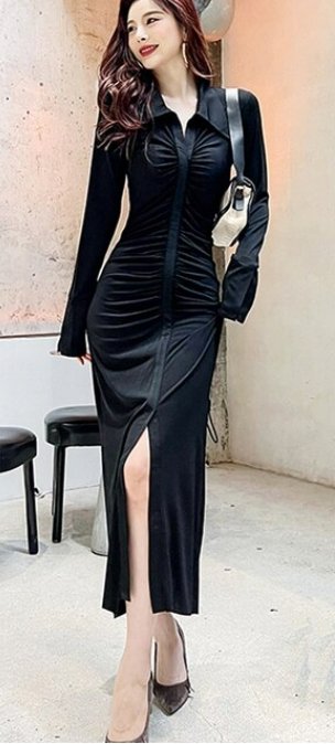 Robe Vintage Automne Hiver Noire