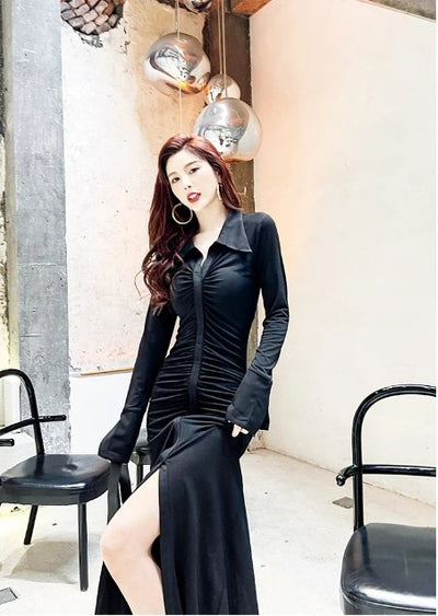 Robe Vintage Automne Hiver Noire