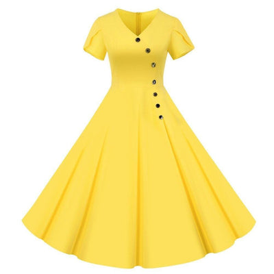 Robe Vintage Boutons Jaune